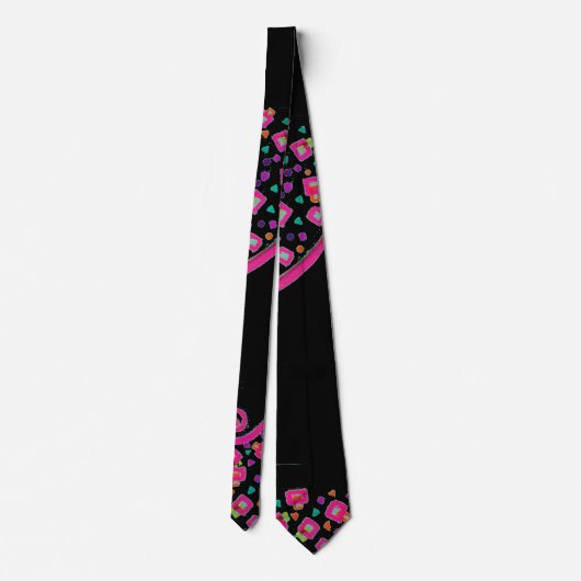 CRAVATE PINK FUCHSIA NOIR DÉCO ABSTRAIT (Dos)