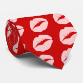 Cravate Pink Kissy Lips Tie (Roulé)