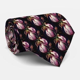 Cravate Pink Lady Slipper Orchard Pair Fleur Nature
