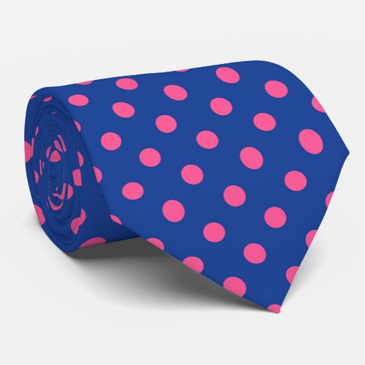 Cravate Pink On Blue Polka Dots Pattern Design