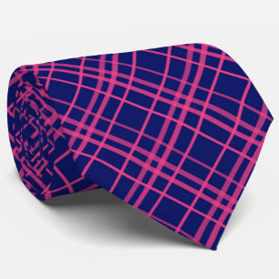 Cravate Pink On Blue Tartan Plaid Design Motif