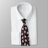 Cravate Pink Poodles and Bows Pattern Black (Attaché)