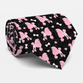 Cravate Pink Poodles and Bows Pattern Black (Roulé)