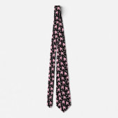Cravate Pink Poodles and Bows Pattern Black (Dos)