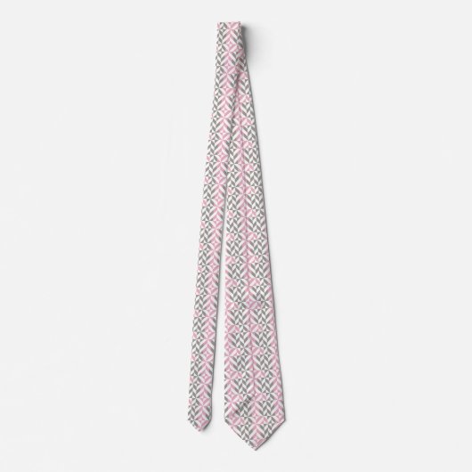 Cravate Pink Raspberry and Silver Geometric ZigZag (Dos)