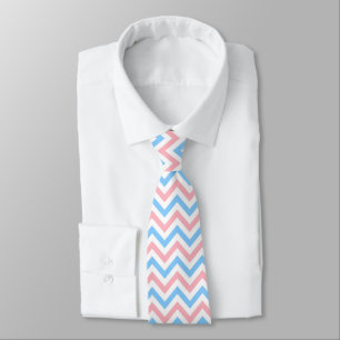 Cravate Pink, Sky Blue, White Large Chevron Zig Zag