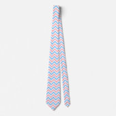 Cravate Pink, Sky Blue, White Large Chevron Zig Zag (Devant)