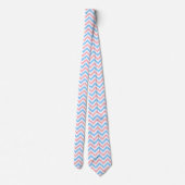 Cravate Pink, Sky Blue, White Large Chevron Zig Zag (Dos)
