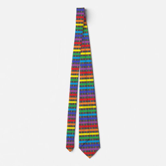 Cravate Pinstripe arc-en-ciel et arc-en-ciel rayures noir (Dos)