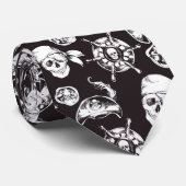 Cravate Pirate crâne noir blanc motif (Roulé)