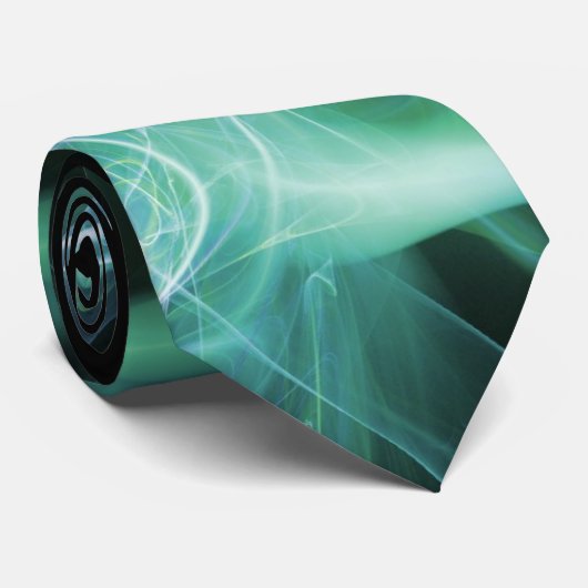 CRAVATE PISSEURS OR SIGNE ZODIAC, BLEU VERT FRACTAL SWIRLS (Roulé)