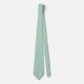 Cravate Pistache Vert Élégant Monogramme + Nom (Devant)