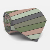 Cravate Pistachio Coquille verte Pêche pourpre rayures (Roulé)