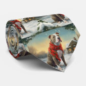 Cravate Pitbull Chien dans Noël de neige (Roulé)