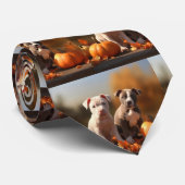 Cravate Pitbull Chiot Automne Citrouille de plaisir (Roulé)