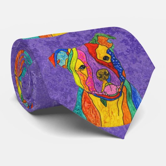 Cravate Pitbull mignon et coloré (Roulé)
