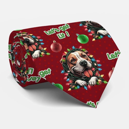 Cravate Pitbull Puppy Laissons allumer Funny Christmas Bul (Roulé)