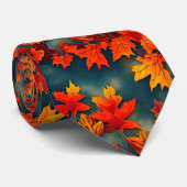 Cravate Pittoresque Rustique Feuille d'érable d'automne (Roulé)