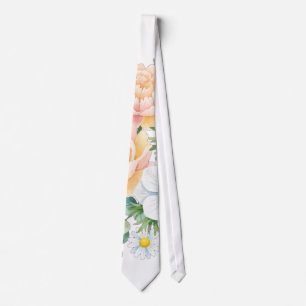 Cravate Pivoine et fleur d'anémone florale élégante à l'aq