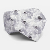 Cravate pivoines, gris et blanc, fleurs florales, blanches (Roulé)