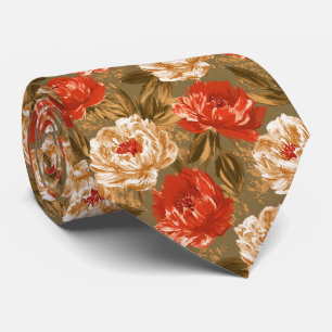 Cravate Pivoines Imprimé Homme d'affaires Floral Mariage