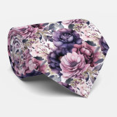 Cravate Pivoines Violettes Pourpres Floral (Roulé)