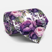 Cravate Pivoines Violettes Pourpres Floral (Roulé)