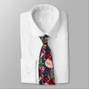 Cravate PixDezine H2 Fleurs Burgundy Blush Pivoines