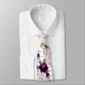 Cravate PixDezine H2 Fleurs Magenta Blush Roses (Attaché)