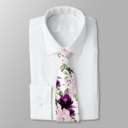 Cravate PixDezine H2 Fleurs Magenta Blush Roses (Attaché)