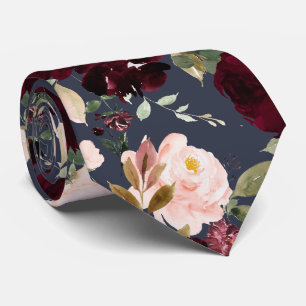 Cravate PixDezine H2 Fleurs Roses Bourgeois Foncé