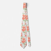 Cravate PixDezine H2 Fleurs Sarcelle et Rouille Orange (Devant)