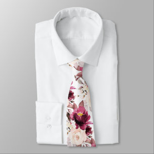 Cravate PixDezine H2 Fleurs Teintes Roses Roses