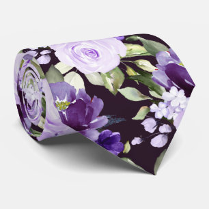 Cravate PixDezine H2 Fleurs Violet Lilac Violet Roses