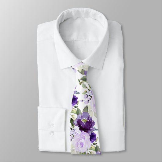 Cravate PixDezine H2 Fleurs Violet Lilac Violet Roses (Attaché)