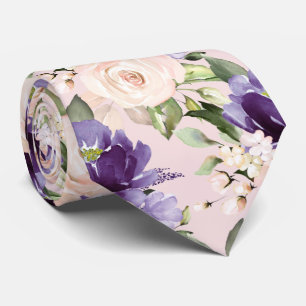 Cravate PixDezine H2 Fleurs Violet Violet Rose Foncé Roses