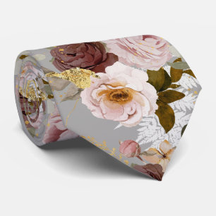 Cravate PixDezine H2 Roses Burgundy Blush DIY Fond N