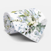 Cravate PixDezines Aquarelle Dusty Blue Gum Foliage (Roulé)