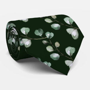 Cravate PixDezines aquarelle eucalyptus vert luxuriant