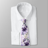Cravate PixDezines Aquarelle Fleurs Roses violets (Attaché)