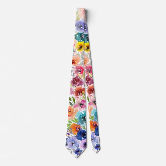 Cravate PixDezines Aquarelle Florales été (Devant)