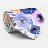 Cravate PixDezines Aquarelle Florales été (Roulé)