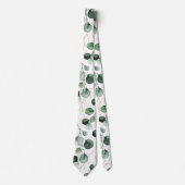 Cravate PixDezines Aquarelle Or Vert Eucalyptus (Devant)
