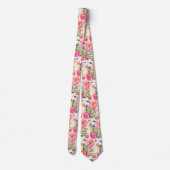 Cravate PixDezines Aquarelle Peonies d'été (Dos)