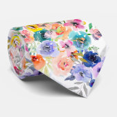 Cravate PixDezines Aquarelle Petite Florales d'été (Roulé)