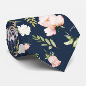 Cravate PixDezines Aquarelle Rose Crème Bleue (Roulé)