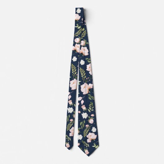 Cravate PixDezines Aquarelle Rose Crème Bleue (Dos)