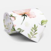 Cravate PixDezines Aquarelle Rose Crème Bleue (Roulé)