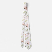 Cravate PixDezines Aquarelle Rose Crème Bleue (Dos)