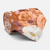 Cravate PixDezines Aquarelle Rouille Orange Roses Automne (Roulé)